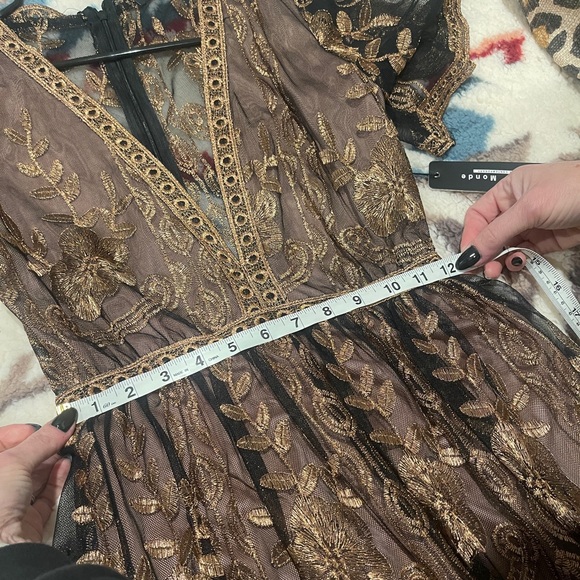 Black and Gold Lace Romper - Picture 6 of 6